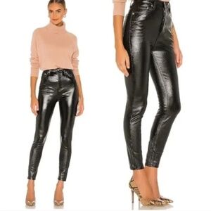 NWOT Free People (WE THE FREE) Phoenix Coated Skinny Black Liquid Jeans